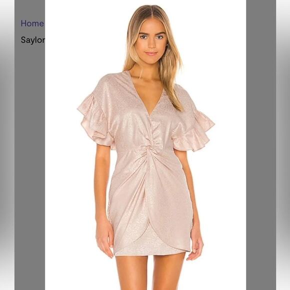 Saylor Revolve Brookey Dress In Blush Pink Flutter Sleeve medium - Picture 2 of 3